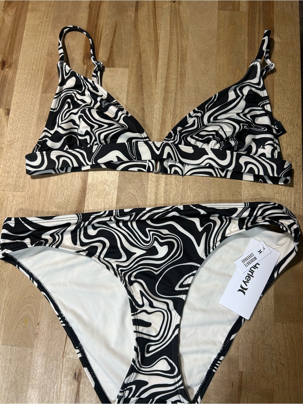 Hurley Black & White Swirl Triangle Bikini